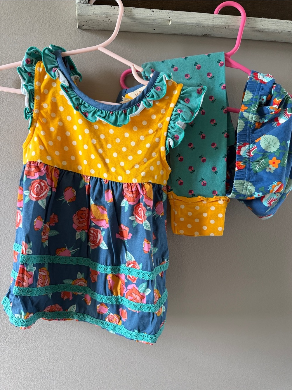 Matilda Jane Yellow Polka Dot & Floral Mix Dress Set